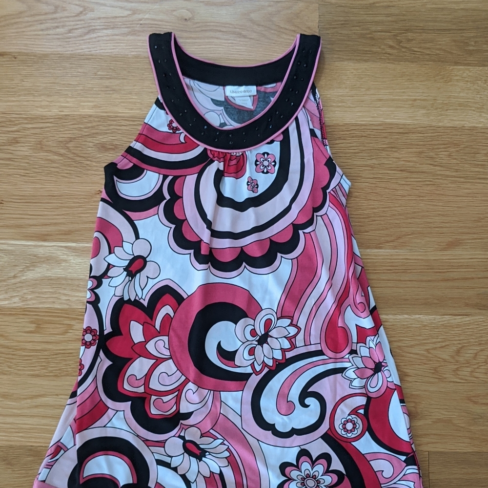 Pink Black White Dress Limited Too sz 12 paisley